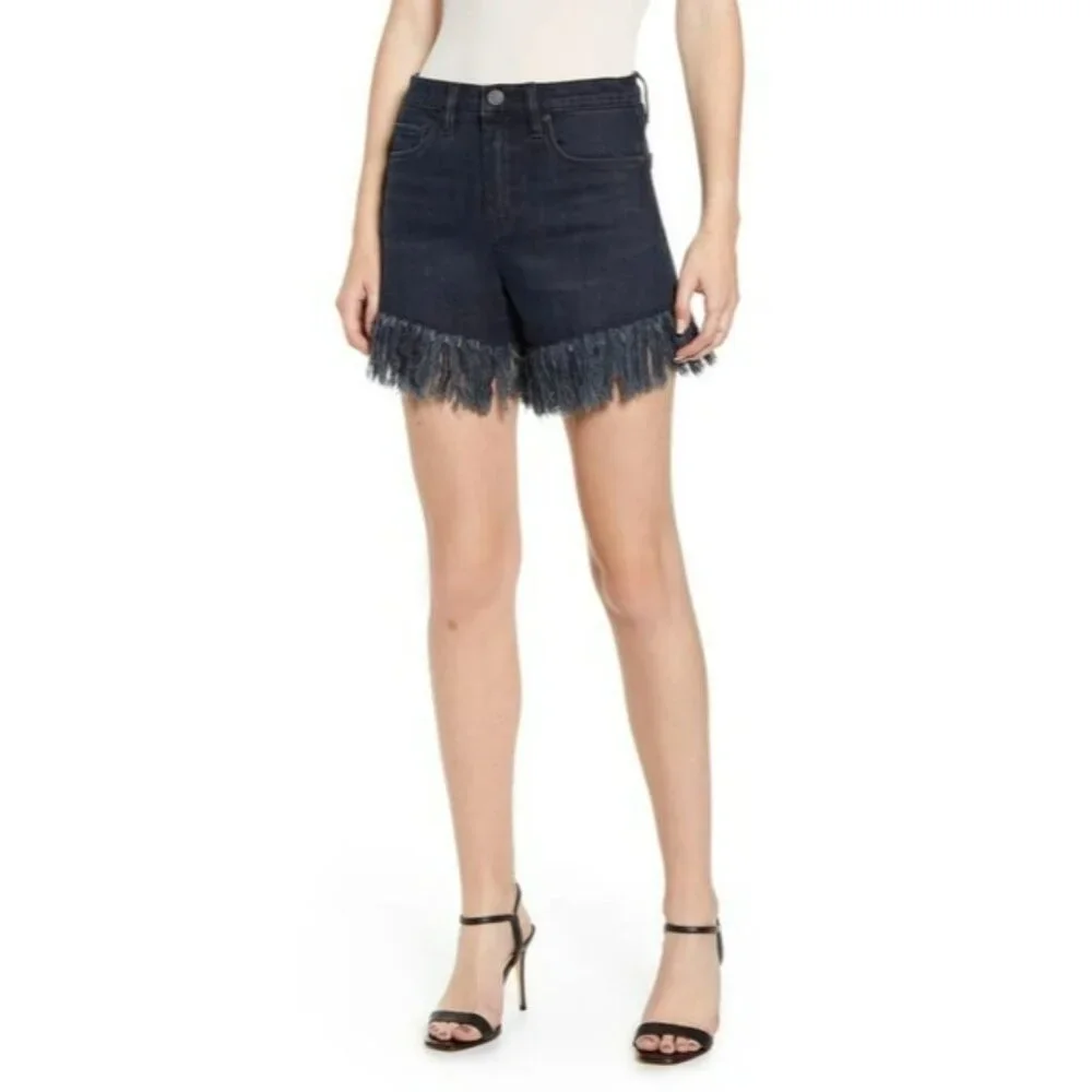 L&B High Rise Black Denim Fringe Hem Shorts Womens Size 4